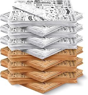 1400 Pcs 12 x 12 Inch Deli Wax Paper Sheets Grease Resistant Tray Basket Liners Newsprint Paper Water and Grease Proof Sandwich Wrapping Square Hot Dog Wrappers for Food Baking (Brown,White)