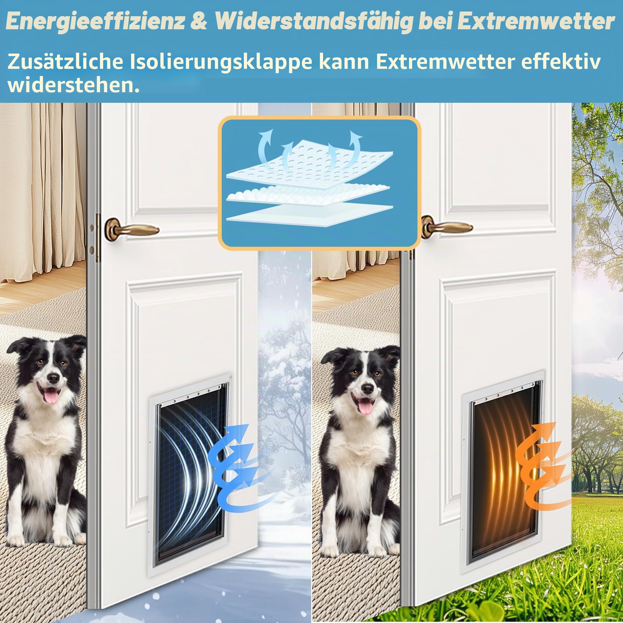 Ersatzklappe für Hundetür mit 3 Klappen, extra groß, mit Schrauben, für Extremwetter-Ersatzklappen, kompatibel mit PetSafe Freedom Doggie Türen, Ersatzklappen PAC11-11040, 33 x 61 cm