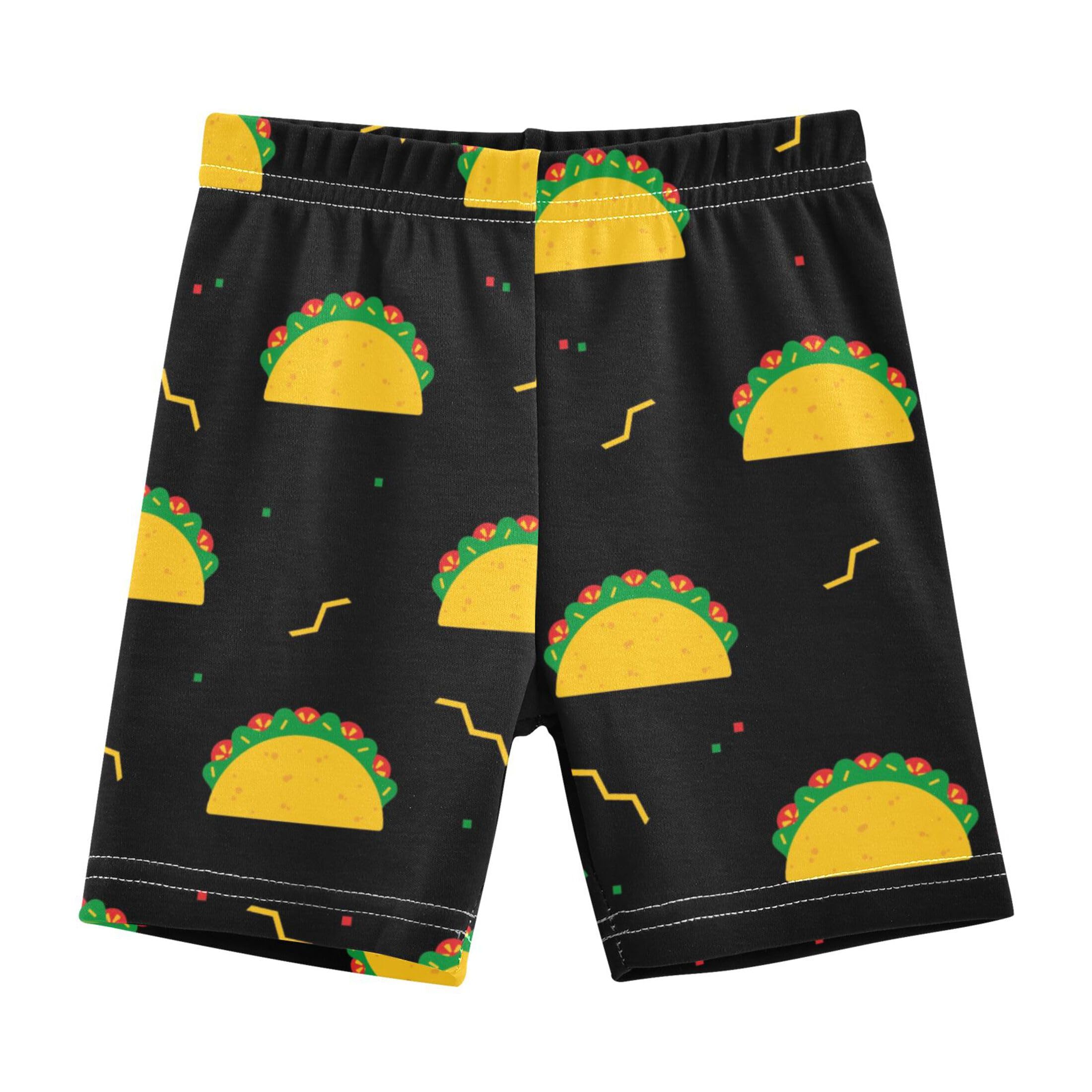 Vozoza Taco Food Black Toddler Girls Shorts Under Dress Cartwheel Shorts Legging Summer Outfits Clothes Size 5T