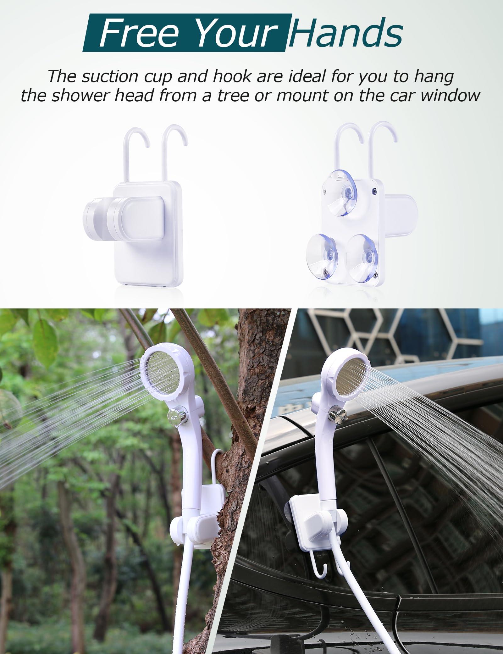 innhom Douche de camping portable, 6000 mAh rechargeable avec affichage LED, 2 modes de douche électrique portable pour camping, randonnée, voyage, lavage