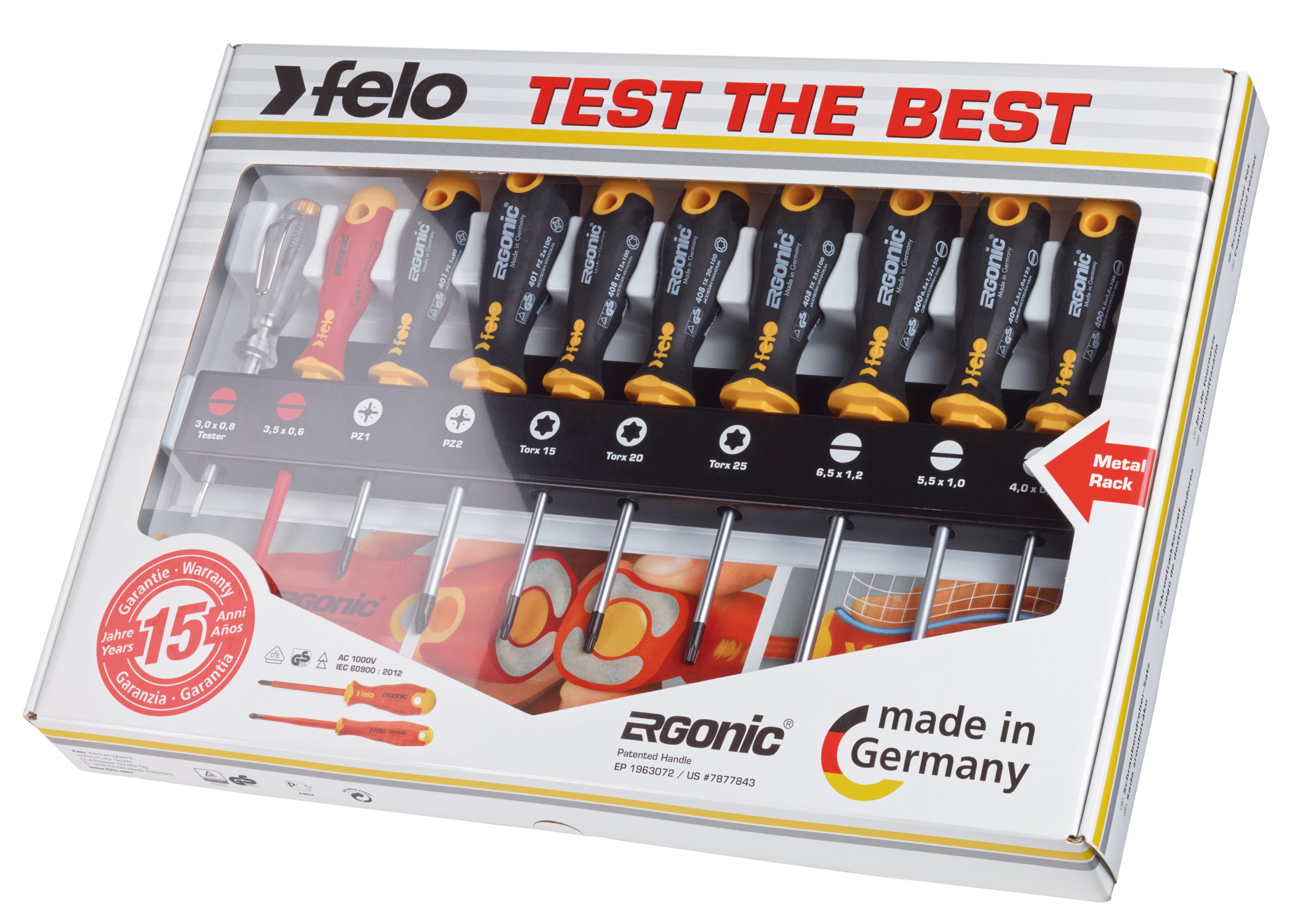Felo Multi-Coloured Screwdriver Set Xl Ergonic Mechanic Pz Vde 10 Pieces