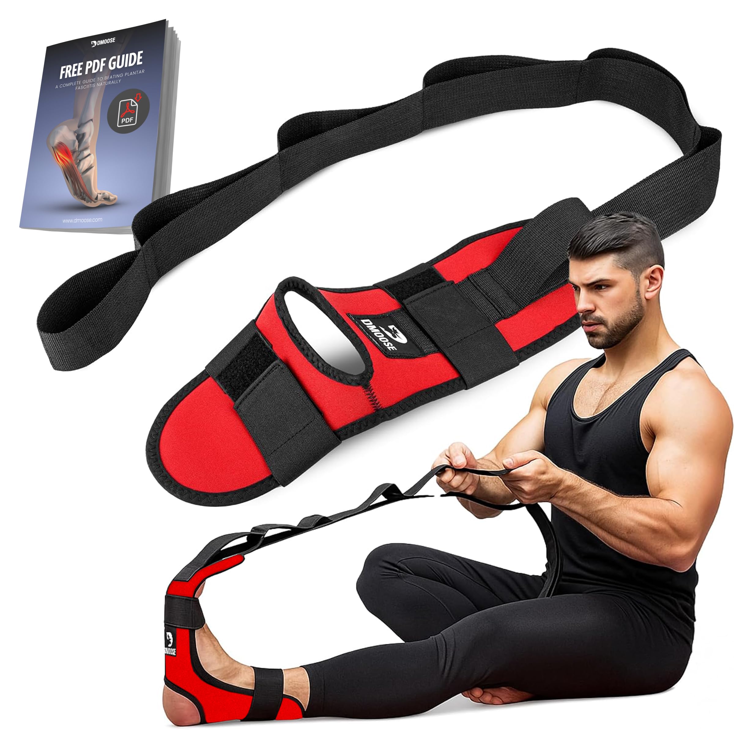 DMoose leg stretcher for Plantar Fasciitis, Improve Strength, Balance Stretches and Achilles Tendonitis, Stretch Loops for Hamstring, Quad, and Calf Pain Relief hamstring stretcher