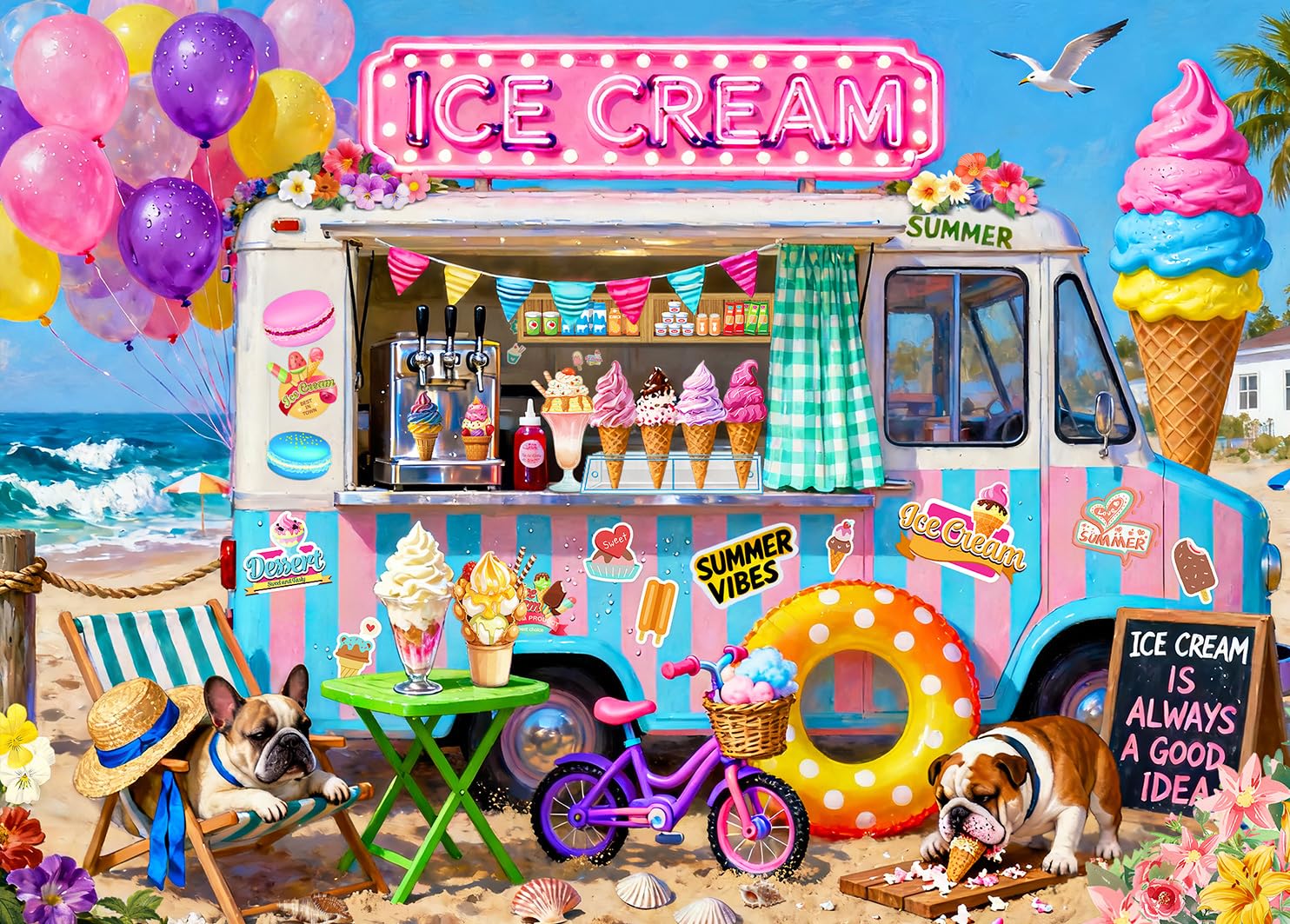 Puzzles 500 Pieces for Adults jigsaw puzzles for adults 500 Piece Puzzle Classic Educational Games Beautiful Decoration Puzzle for Women Gifts for Men-Ice Cream Truck
