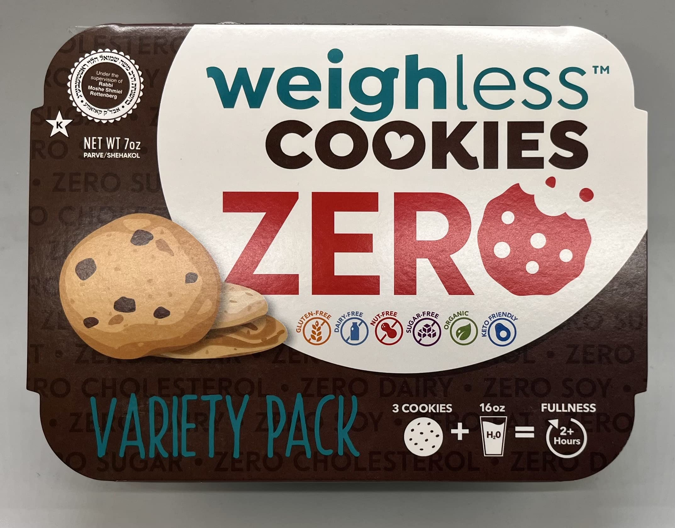 Weighless™ Zer-0g Cookies - 18 Cookie Assortment Pack - 3 Flavors (Chocolate Chip, Marble, Vanilla) - Keto Friendly, Low Carb, No Sugar, No Fat, No Cholesterol, Gluten Free