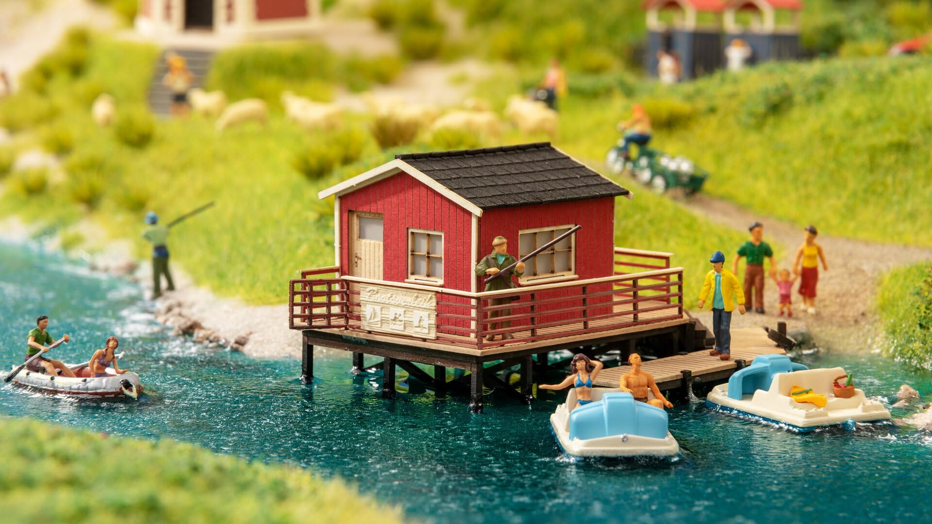 NOCH® Noleggio barche in miniatura per modellismo, 9,2 x 7,3 x 5,3 cm, taglio laser H0, ideale per diorami