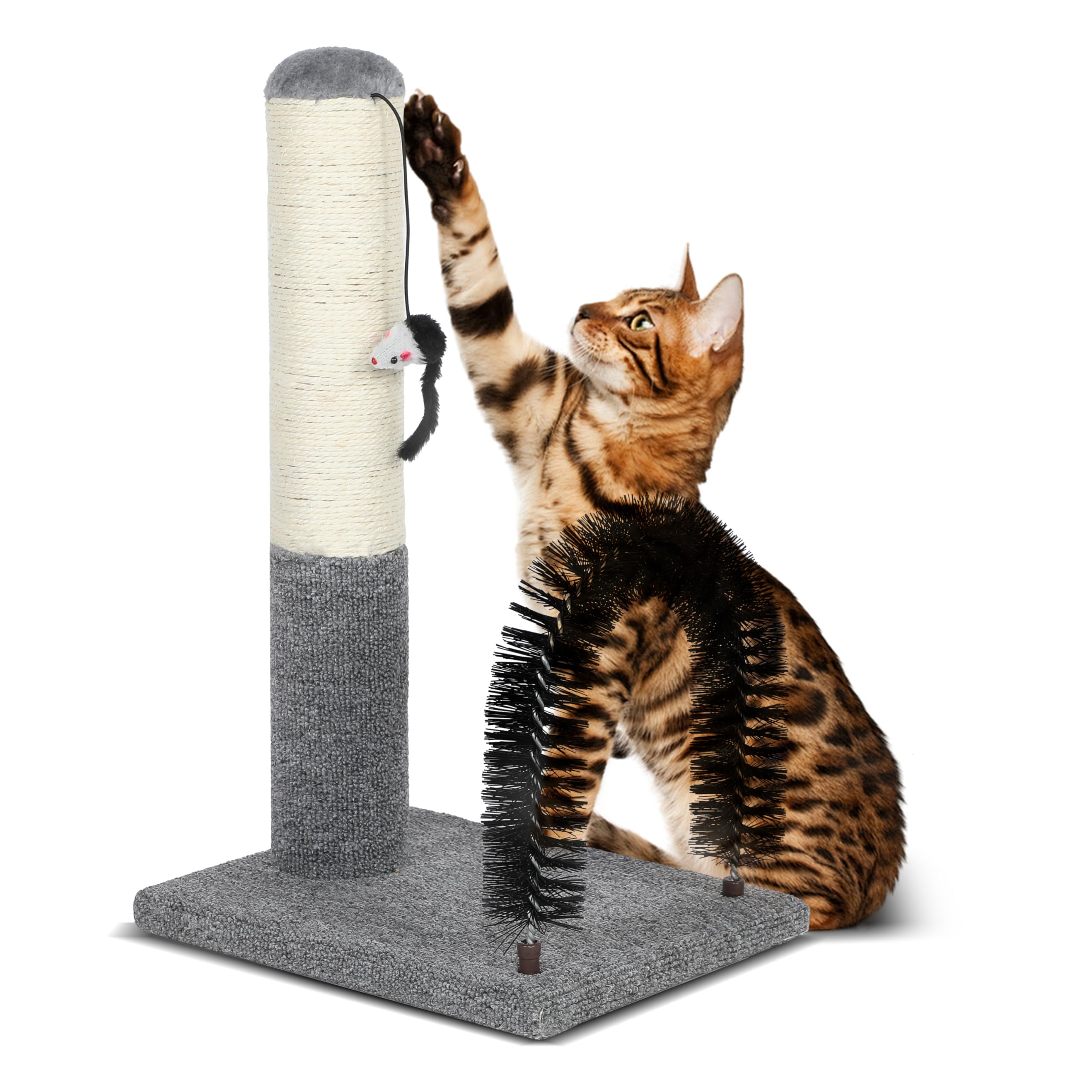 Scratching Post Pad With Self Groomer Sisal 46 cm Scratcher With Brush, Kitten Scratch Post With Balls, Indoor Scratch Board for Kittens Kitty Cats โ image 1