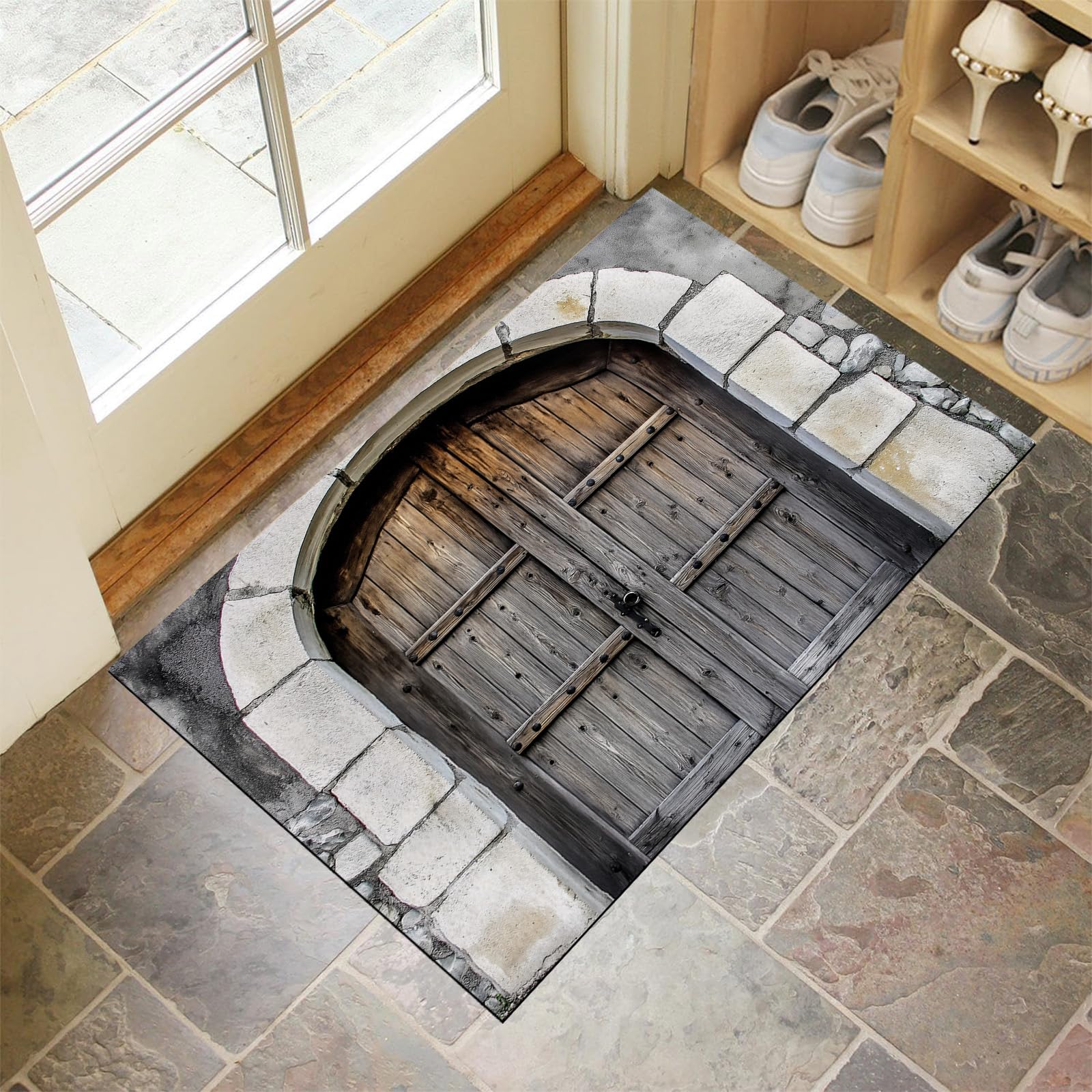 Tapis de porte extérieur imperméable et robuste qui retient la poussière