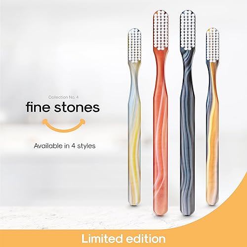 Miniatura 6 de SMYL Cepillo de dientes, cepillos de dientes para adultos con cerdas de nailon, cuidado bucal y eliminación de placa, piedras finas, dorado