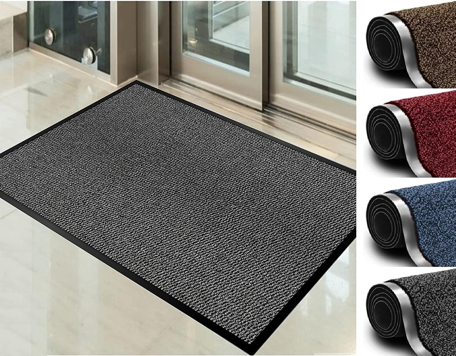 Heavy Duty Dirt Trapper Barrier Mat, Non-Slip PVC, Anthracite, 60x150cm