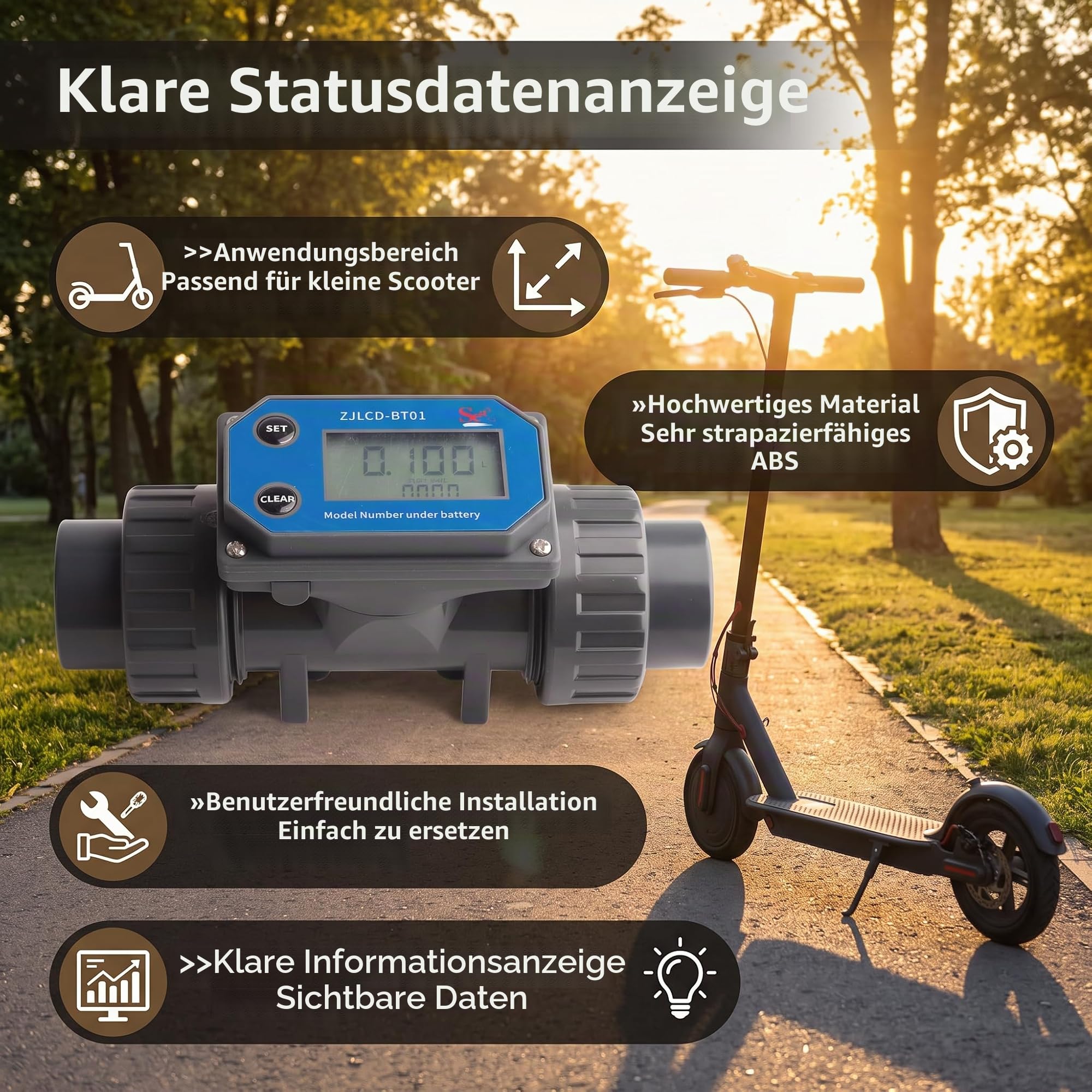 Akozon High Precision Digital Display Flowmeter, Wasserflusssensor -Messgerät für Große Volumenbewässerung, Geeignet für Landwirtschaftliche Beträge, Pools und Wasserreinigungsindustrie