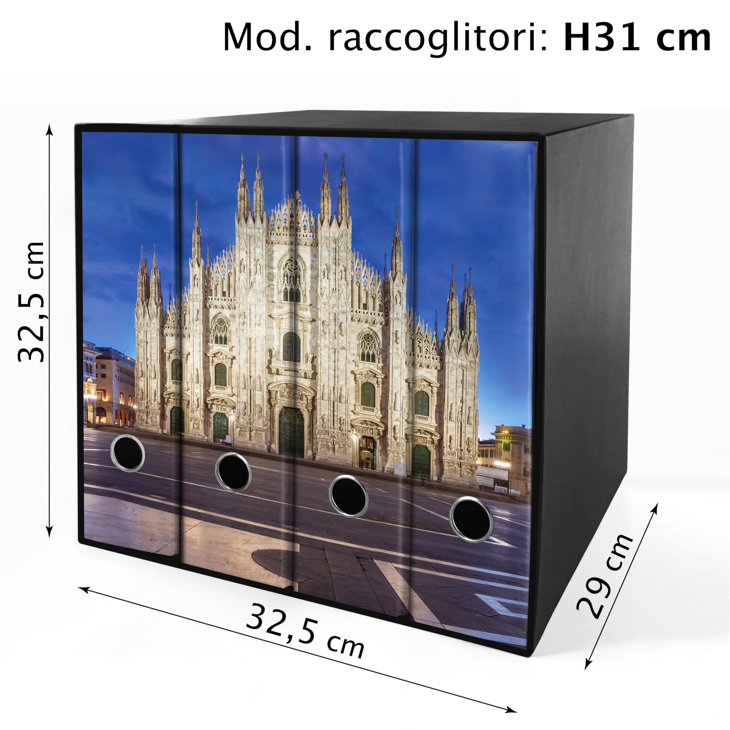 Set da 4 raccoglitori ad anelli DUOMO DI MILANO A COLORI - Faldoni SHAREPRINTING (H31 con 4 anelli)
