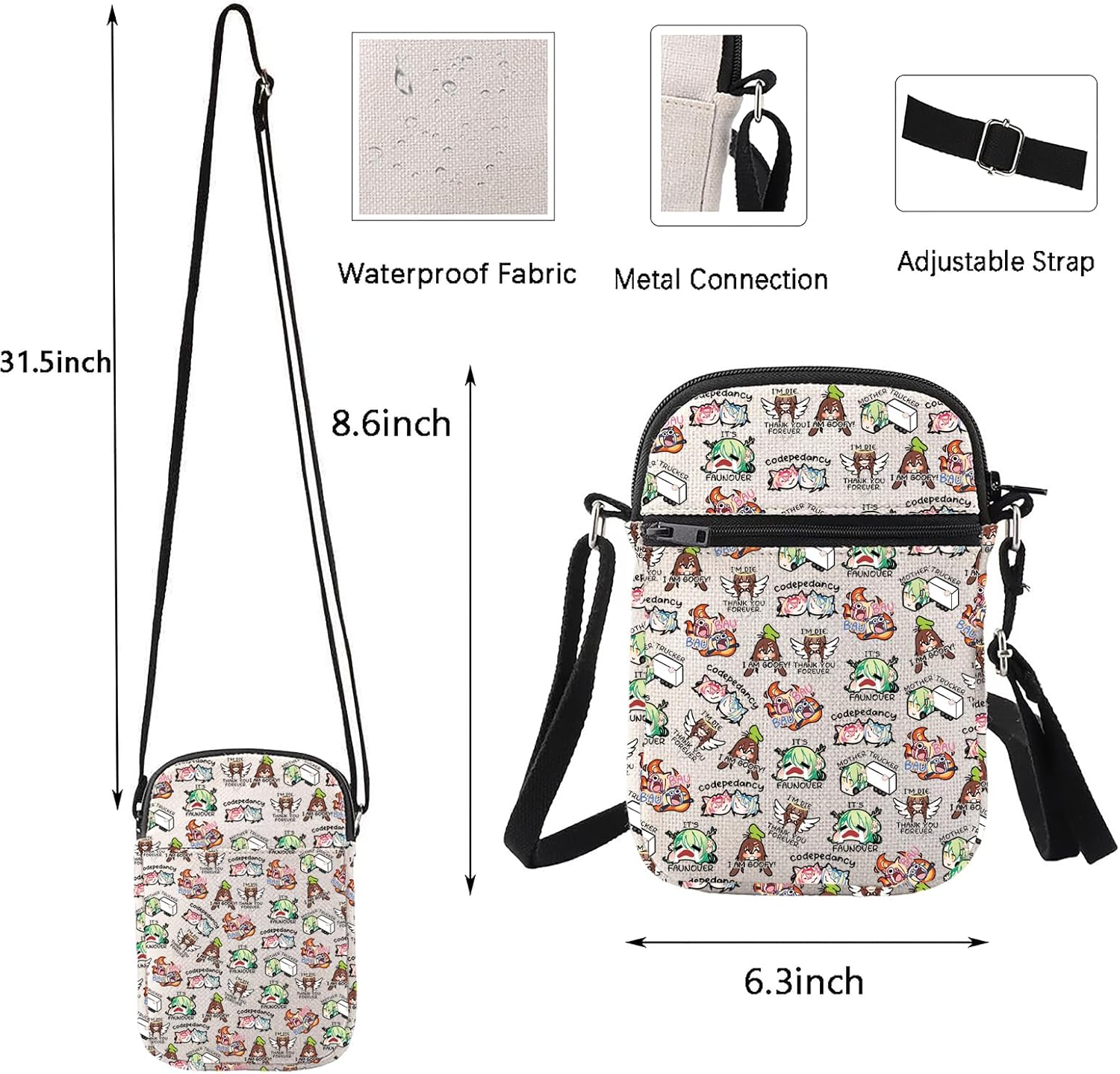 WUSUANED Anime Fan Crossbody Bag Animation Gift Anime Inspired Bag For Lovers - Image 4