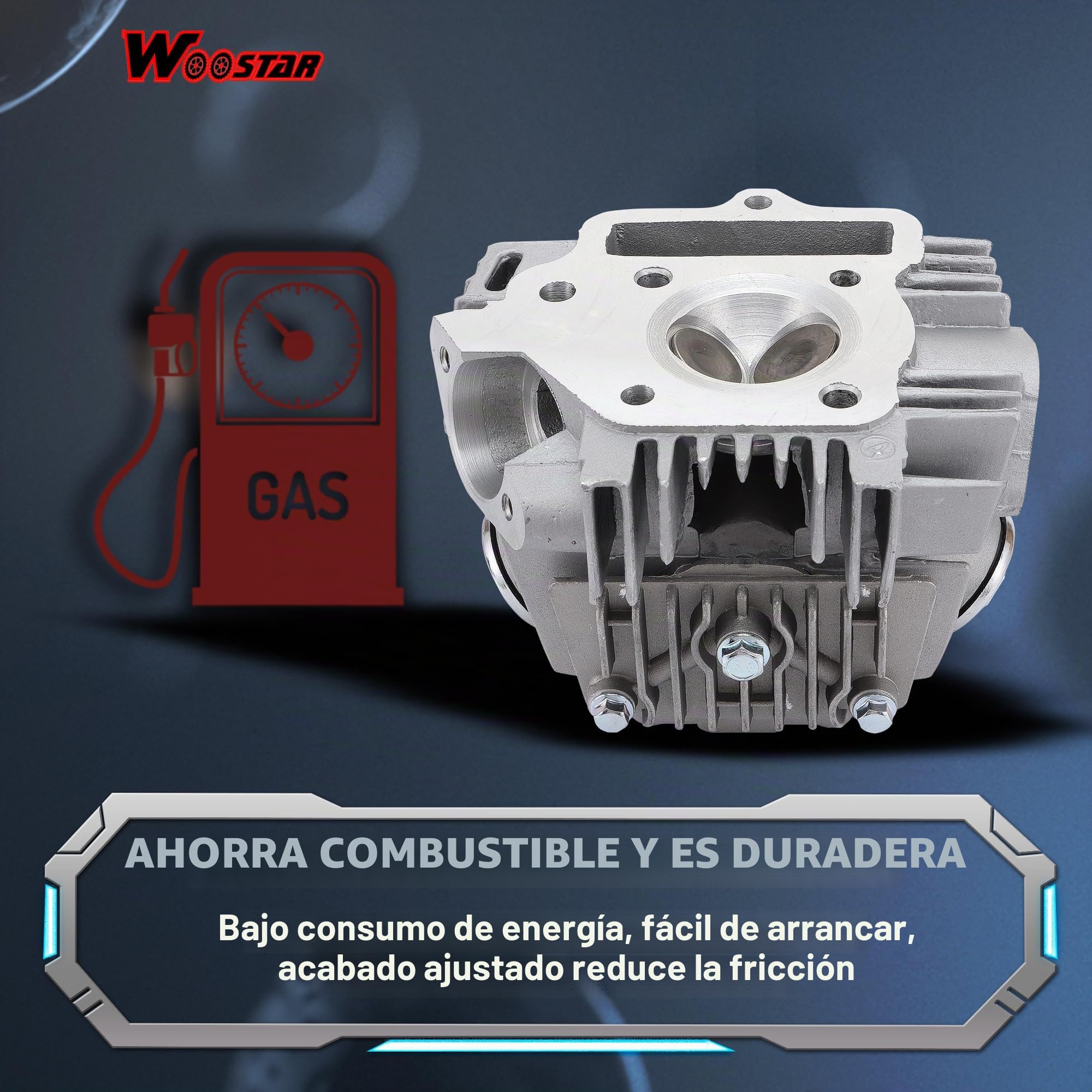 WOOSTAR 52.4mm Big Bore Cilindro y Pistón Completo Válvulas 66mm y Juntas Reemplazo para 4 Tiempos 110cc China Taotao Coolster Motor ATV Go Kart Dirt Bike