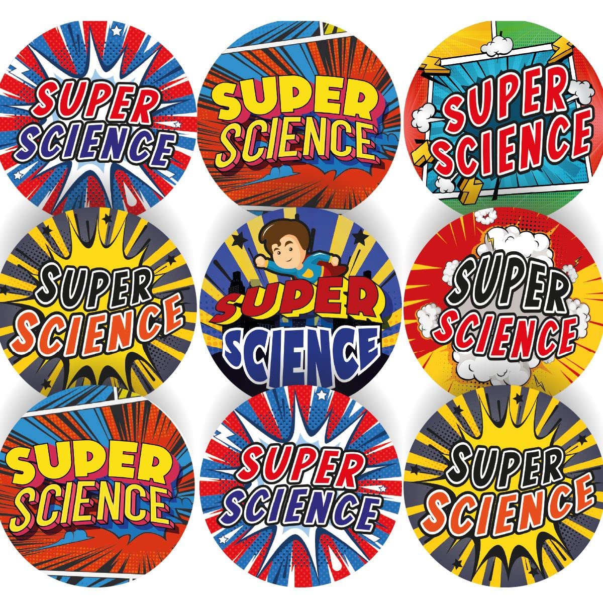 Sticker Stocker Multicolor 144 Superhero Science - 30Mm - Glossy Reward Stickers For Teachers & Parents