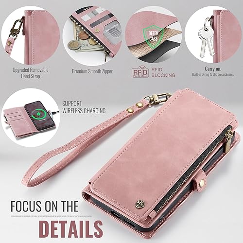 Miniatura 5 de Defencase Funda compatible con iPhone XR con tarjetero de bloqueo RFID para mujeres y hombres, a la moda, de piel sintética, magnética, con cierre