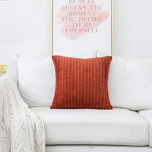 Miniatura 124 de UGASA - Juego de 2 fundas de almohada de terciopelo a rayas, funda decorativa para cojín con cremallera oculta para el hogar, sofá, dormitorio,