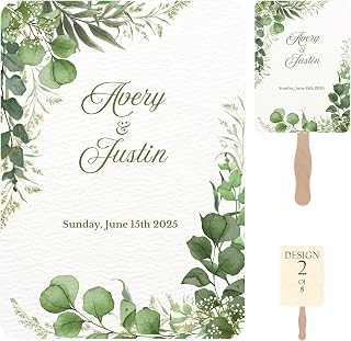 25 Personalized Wedding Fans Custom Printed With Your Names And Date. 8 Beautiful Hand Fan Designs & Multiple Quantity Options