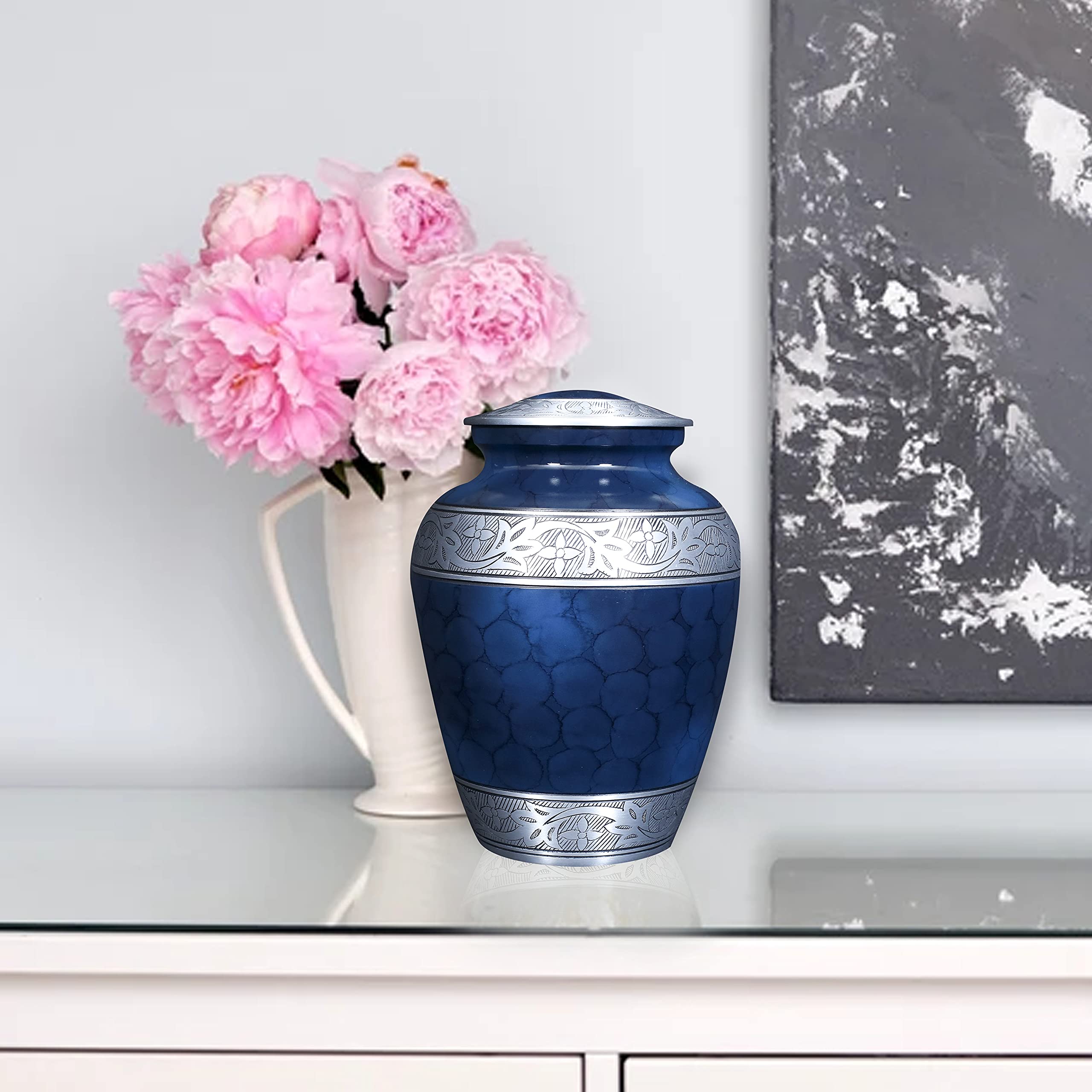 Buy Urn for Human Ashes with Engraved Size 9x7 inchBlue Cloud Fire A