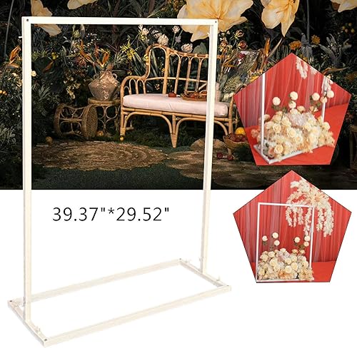 Miniatura 7 de Fetcoi Arco de globos de arco de boda blanco, accesorios de fotografía de hierro cuadrado para decoración de boda, soporte de arco de jardín, arcos