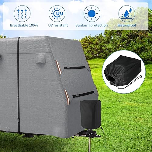 Miniatura 6 de OVCRNIBI Funda para remolque de viaje de 18 a 20 pies, funda mejorada extra gruesa de 7 capas superior, impermeable, anti-UV y resistente a