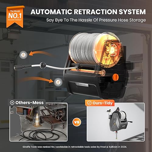 Miniatura 4 de Giraffe Tools Grandfalls - Lavadora a presión retráctil de montaje en pared Plus, máximo 2900 PSI 2.2 GPM, lavadora de energía eléctrica con
