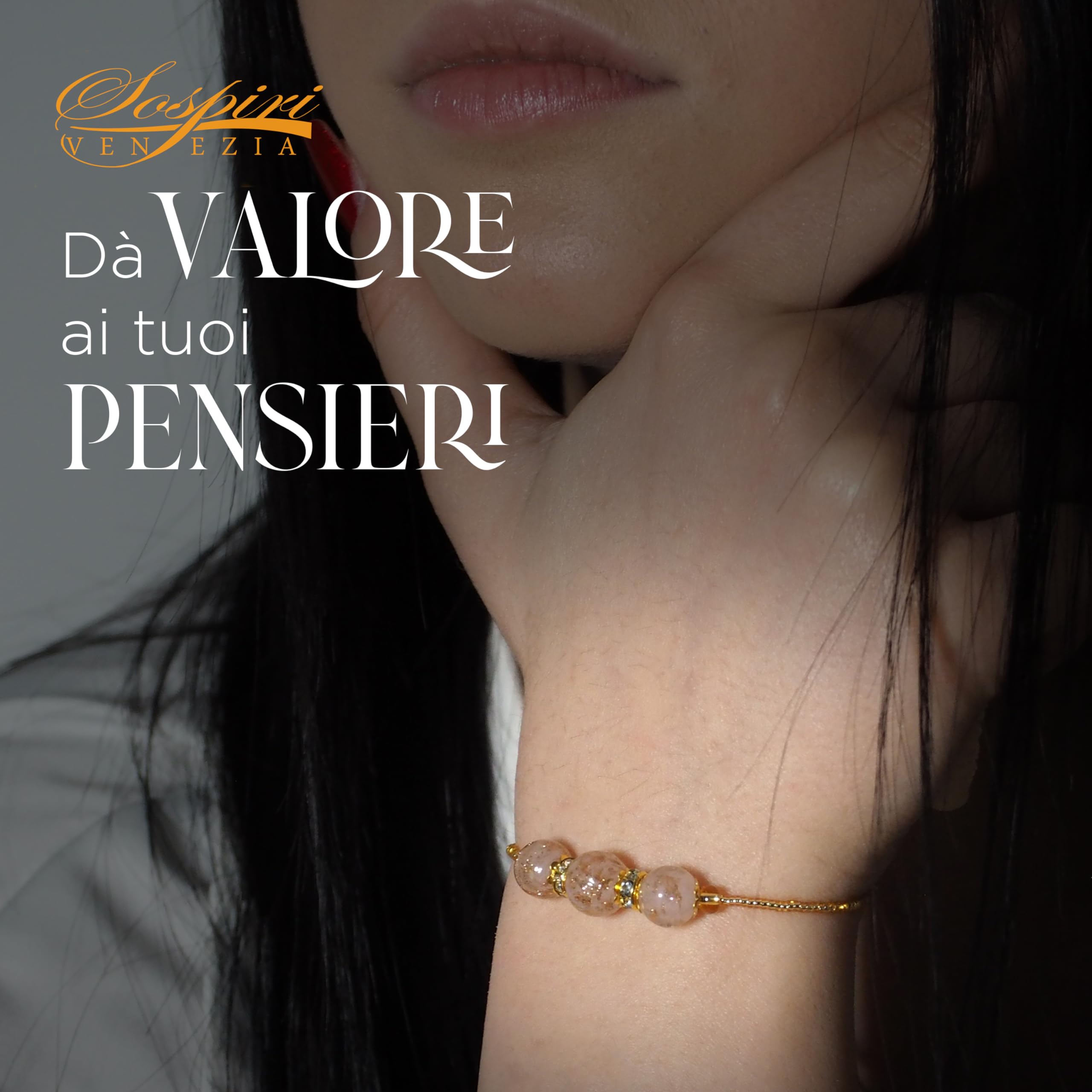 Sospiri Venezia - Bracciale da Donna con 3 Perle di Vetro Murano, Braccialetto Originale, Gioiello Ideale per Regalo, Made in Italy con Certificato