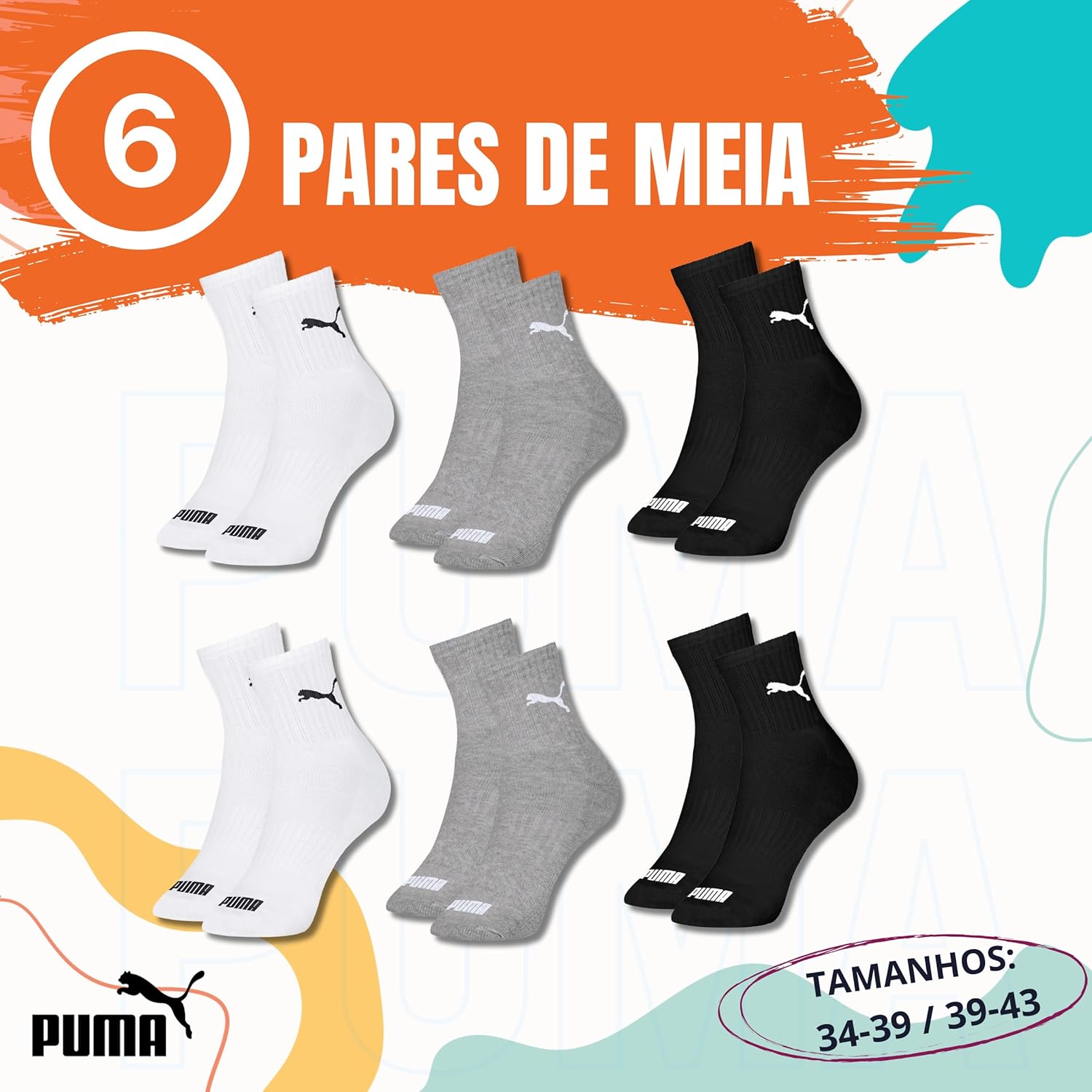 PUMA 6 ParesMeia Cano Médio Alto com Sola Atoalhada e Faixa Tensora Esportiva Academia Unissex Adulto, 2 Branco – 2 Cinza – 2 Preto, 39-43 em promoção! Veja a oferta e mais achadinhos de Moda íntima 2 Hoje é o melhor dia para comprar PUMA 6 ParesMeia Cano Médio Alto com Sola Atoalhada e Faixa Tensora Esportiva Academia Unissex Adulto, 2 Branco – 2 Cinza – 2 Preto, 39-43 com aquele preço maroto! Promoção! Aproveite a oferta! 2