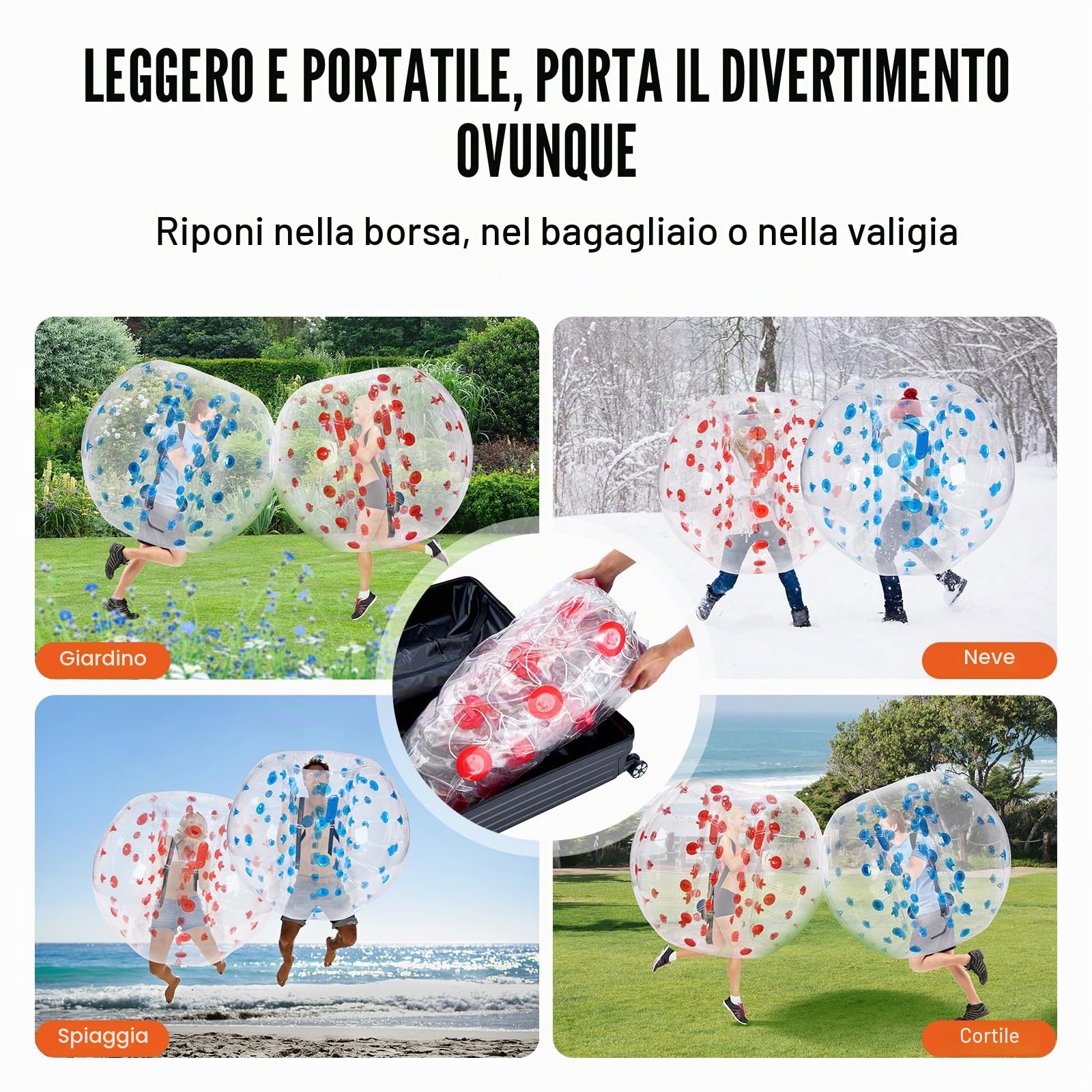 VEVOR Palla Gonfiabile del paraurti della Palla 2pcs 1.5m x 1.2m, Palla Gonfiabile del Corpo del PVC di Rimbalzo per Le attività all'aperto, Palla Gonfiabile del paraurti dei Punti Rossi + Blu