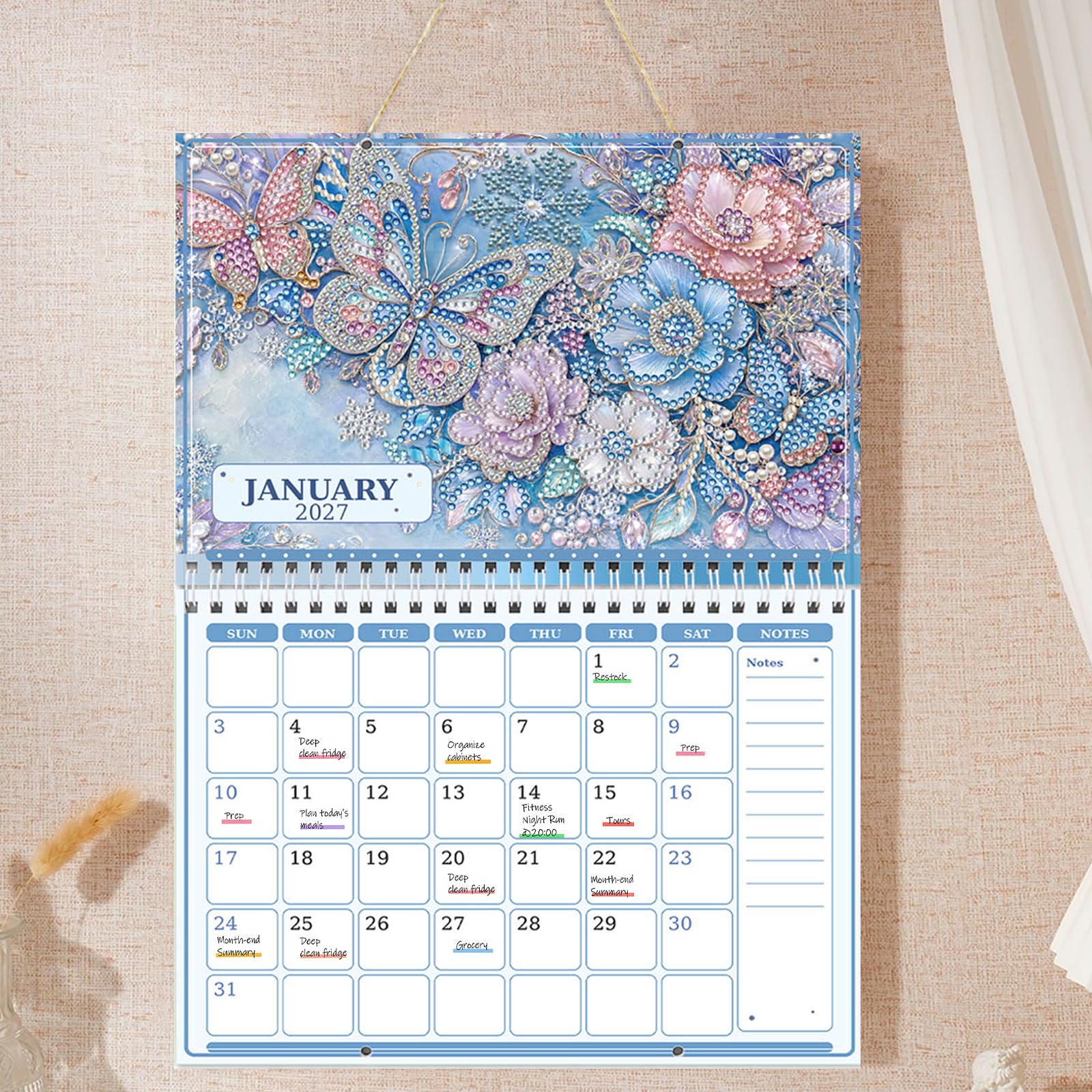 Calendrier Murale 2027 Fleur Diamant Calendrier Déco Murale