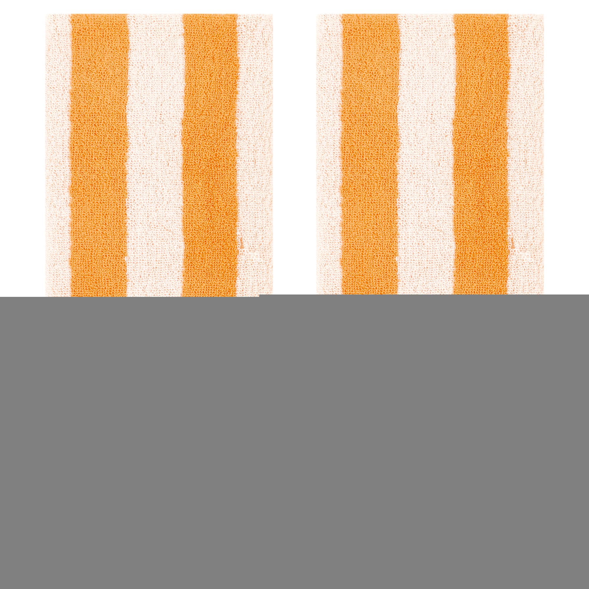 HMETOL Striped Cotton Hand Towel Set, Soft Absorbent Hand Towels for Bathroom, Camping, Gym, Hotel Orange 74 x 34 cm -2 Pack