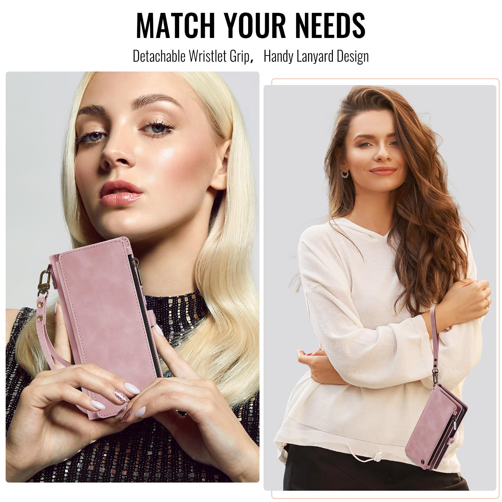Defencase Funda tipo cartera para Galaxy Z Fold 8 Ultra con tarjetero | Con bolsillo con cremallera RFID, piel sintética suave y duradera, pulsera, fundas con tapa para teléfono con soporte para