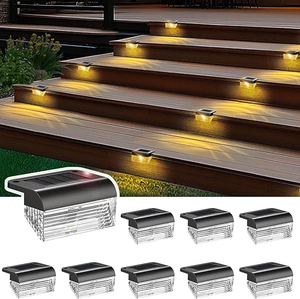 Solar Fence Lights Outdoor 8 Pack - 3000k Fence Lights Solar Powered, IP55 Waterproof LED Solar Step Light for Outdoor Stairs, Deck, Patio, Yard, Backyard, Garden(Warm White)