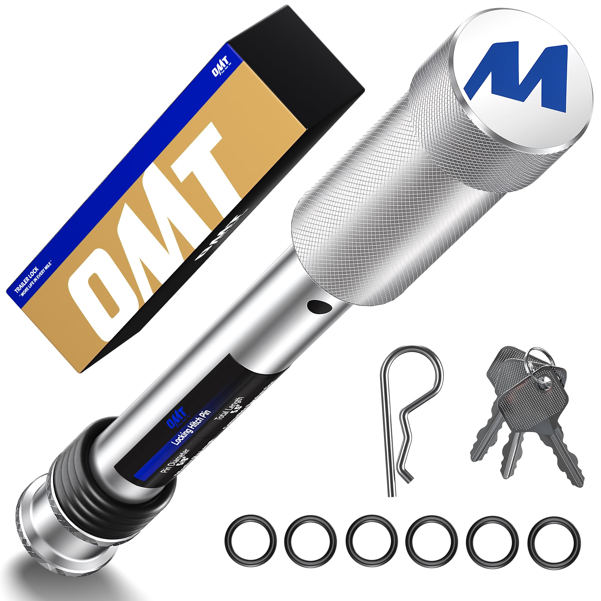 OMT Locking Hitch Pin Set with 5/8" Pin for 2 " Receiver, Keyed Alike