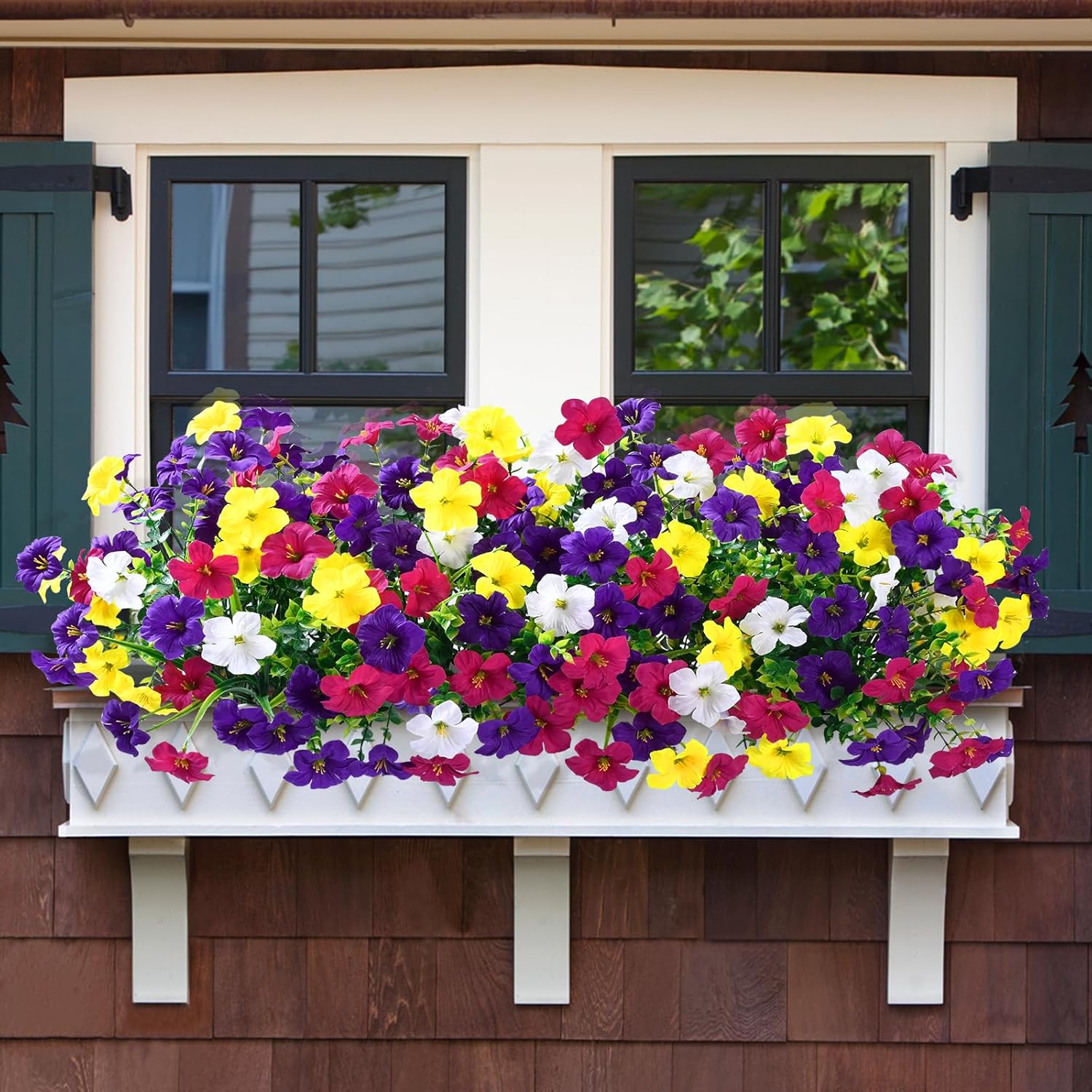 Artificial Flowers for Outdoors, 12 Bundles Mixed Color Artificial Petunias Fake Flowers for Outside, UV Resistant Realistic Silk Flowers for Decorations, Outdoor Faux Flowers Plants for Garden Porch - Image 8