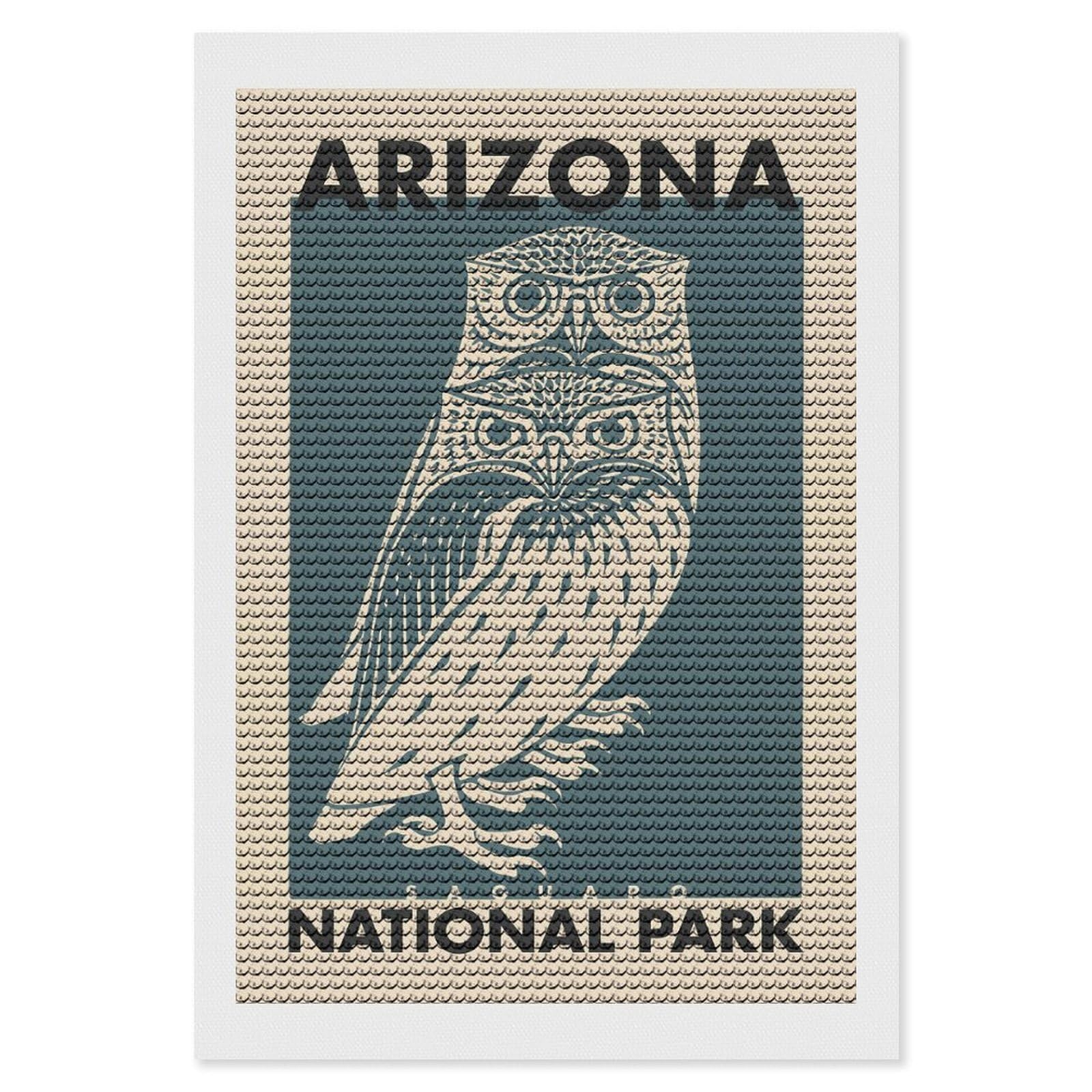 Junmoney Arizona Saguaro Park Diamond Art Kit 8"x12", Neat Printed Canvas, Finish and Display, Relaxing DIY Hobby, Living Room Decor