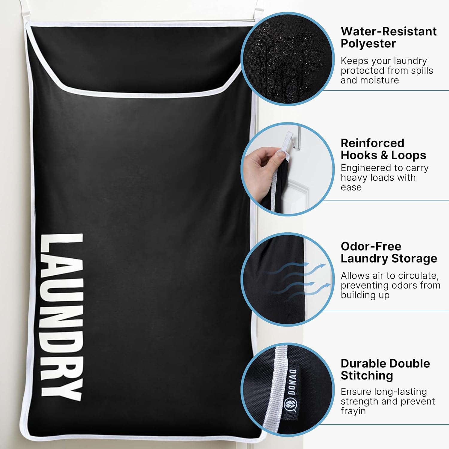 Hanging Laundry Hamper Bag XL 40x22", Space Saving over the Door Storage Bags, Behind the Door Hampers for Dirty Clothes & Wall Mounted Basket for Bathroom, Organizer for Small Room Spaces RV
