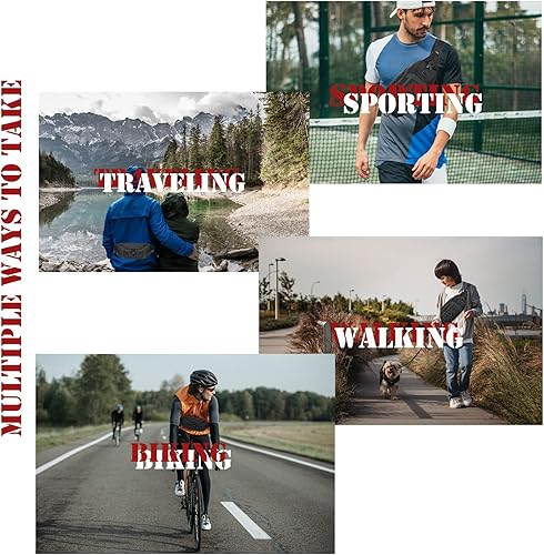 Miniatura 6 de OZUKO Riñonera para hombre, riñonera pequeña, bolsa cruzada para hombre, bolsa para cinturón para viajes, caminar, correr, senderismo, ciclismo,