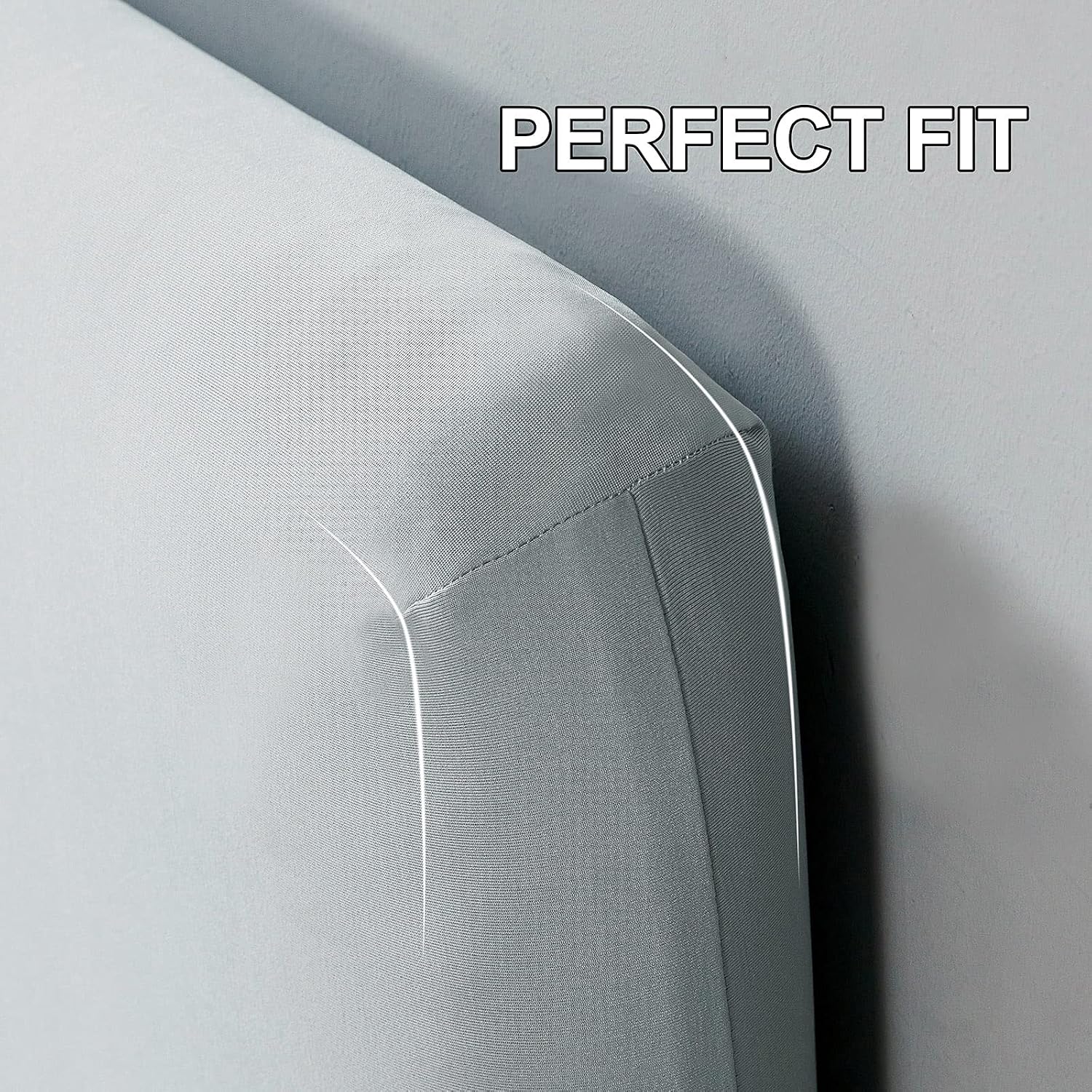 WOMACO Bed Headboard Slipcover Protector Stretch Solid Color Dustproof Decor Slip Cover for Upholstered Fabric, Linen & Leather Headboard - Cal King, Gray
