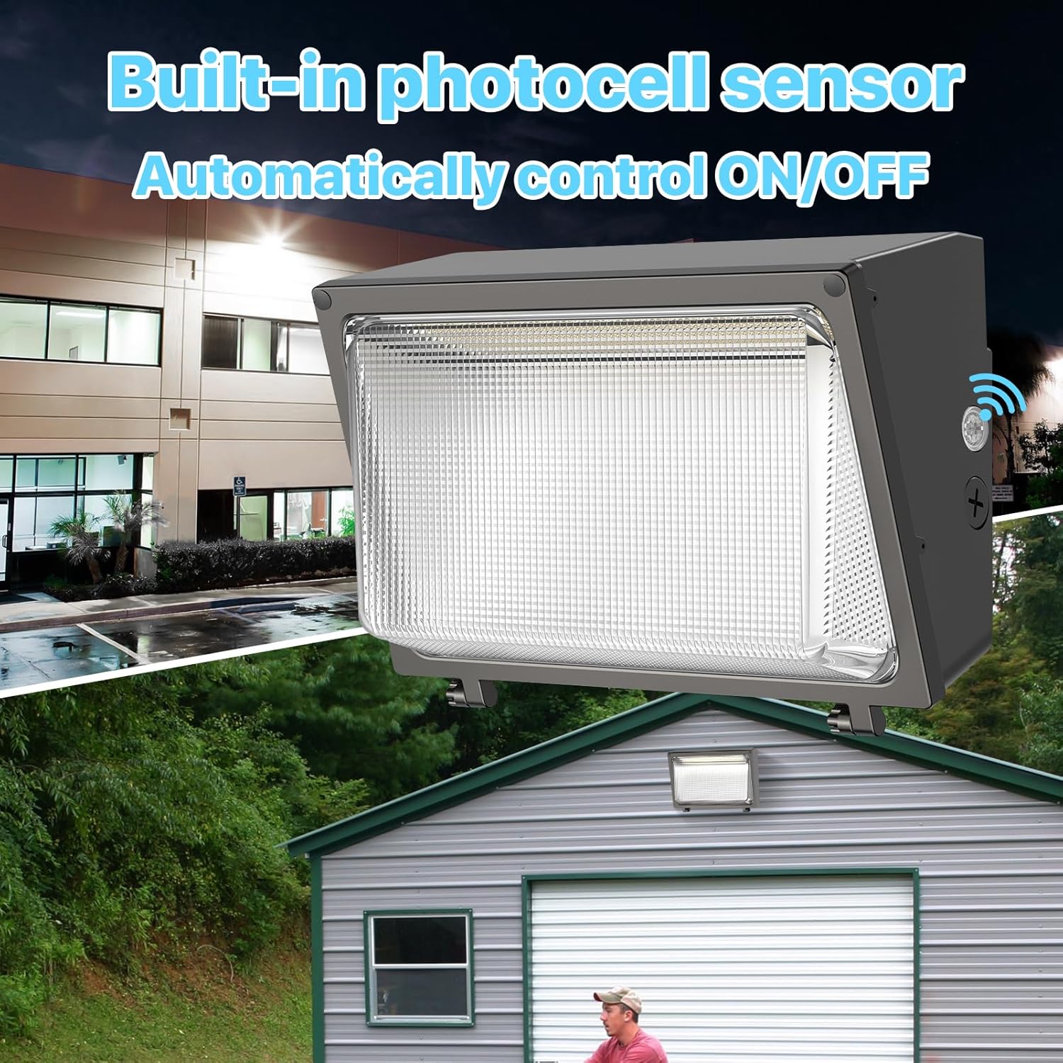 HYPERLITE LED Wall Pack 120W: 18000lm Glass Lens Dusk to Dawn Outdoor Lighting - Outdoor Security Flood Lighting for Yard Patio UL Listed