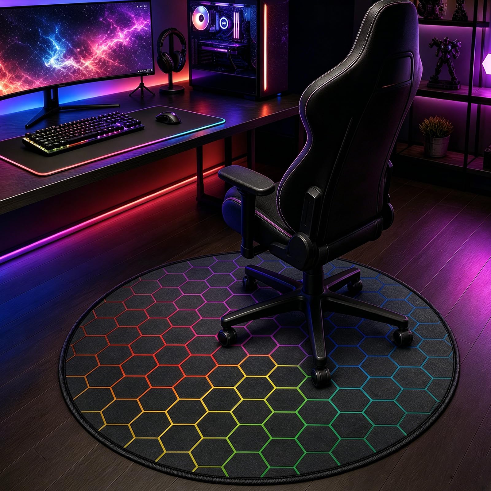 keepcute Tapis de Chaise de Jeu de 119,4 cm pour Plancher en Bois Dur, Tapis de Chaise de Bureau, Tapis de Chaise d'ordinateur, Tapis de Protection de Sol pour Bureau, Salle de Jeu, 1,2 m