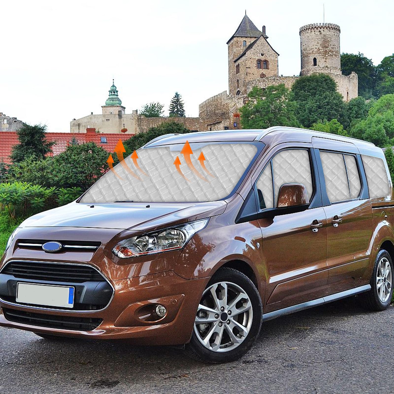 Oscurante Termico Interno per 2012-2022 Ford Tourneo Connect, 12 Pezzi Parasole per Parabrezza Resistenti ai Raggi UV per la Privacy e il Controllo Della Temperatura