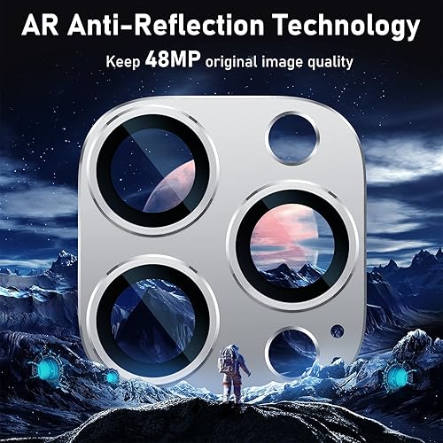 Miniatura 7 de UniqueMe for iPhone 13 ProiPhone 13 Pro Max Camera Lens Protector, Strong Drop Protection Not Easy to Fall-off Metal Ring Tempered Glass Rear Camera