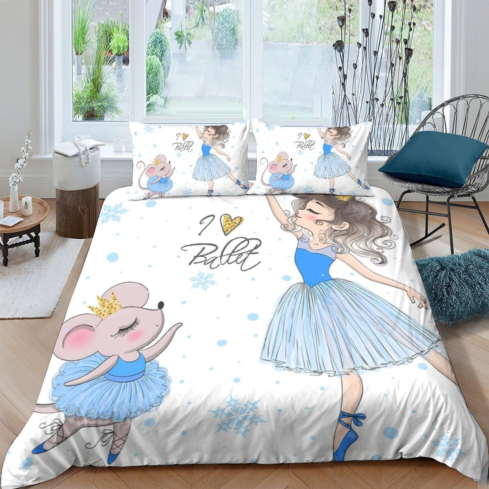 Ctjqhvkz Girls Style-8 3D Printed Ballerina Fitted Sheet Microfiber Slip-Resistant Mouse Dance Bed Cover For Bedroom Guest Room Decor Single（135X200cm）
