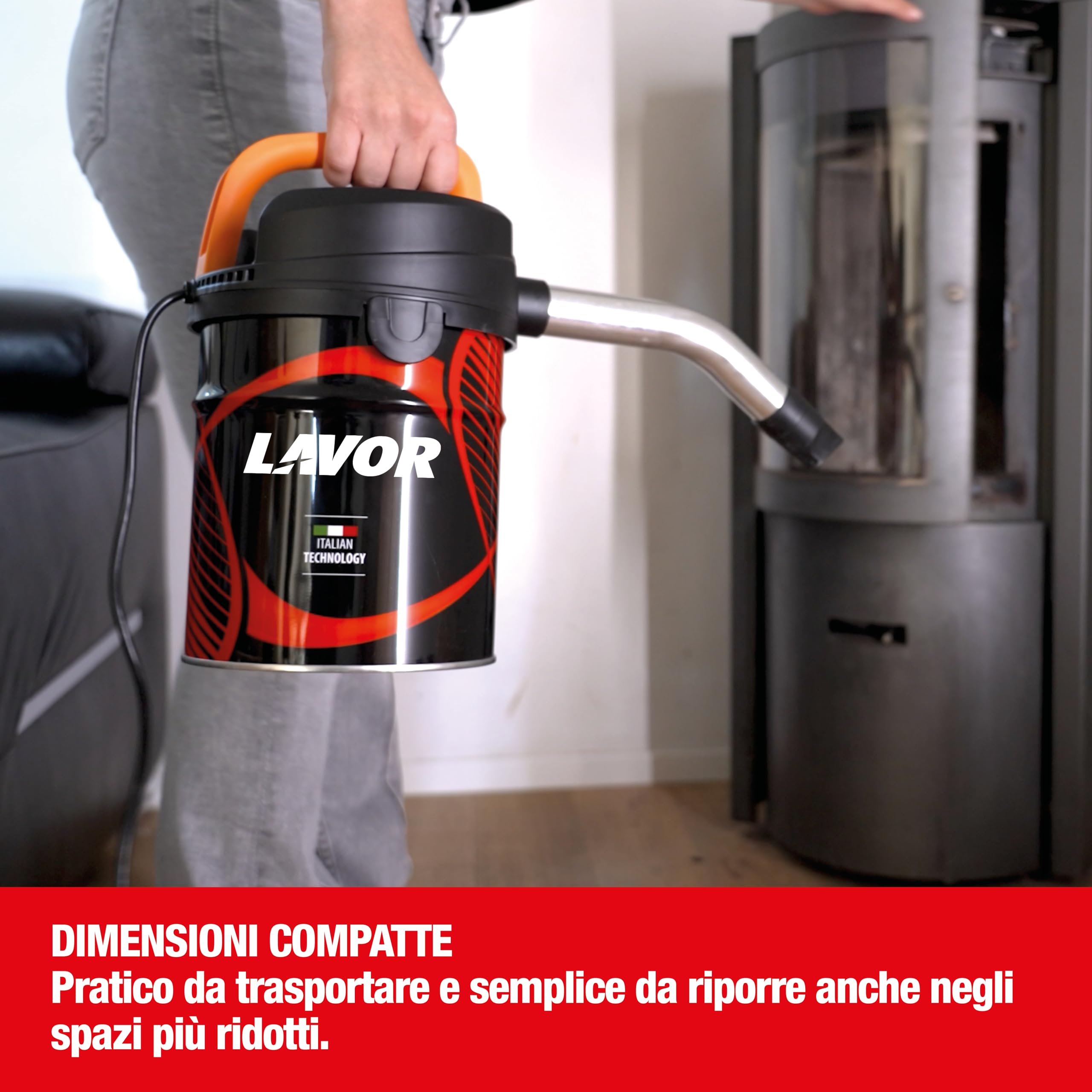 Lavor Aspiracenere ASHLEY 4.0 compatto e potente con filtro HEPA lavabile e prefiltro polveri fini