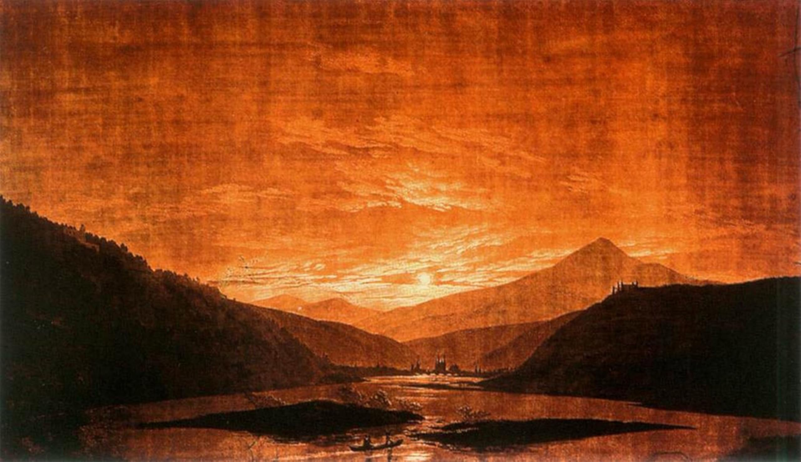 Posteriik No Frame Famous Modern Artwork Art Mural Mountainous River Landscape By Caspar David Friedrich Oil Paintings Pictures For Home Decor 60X90cm