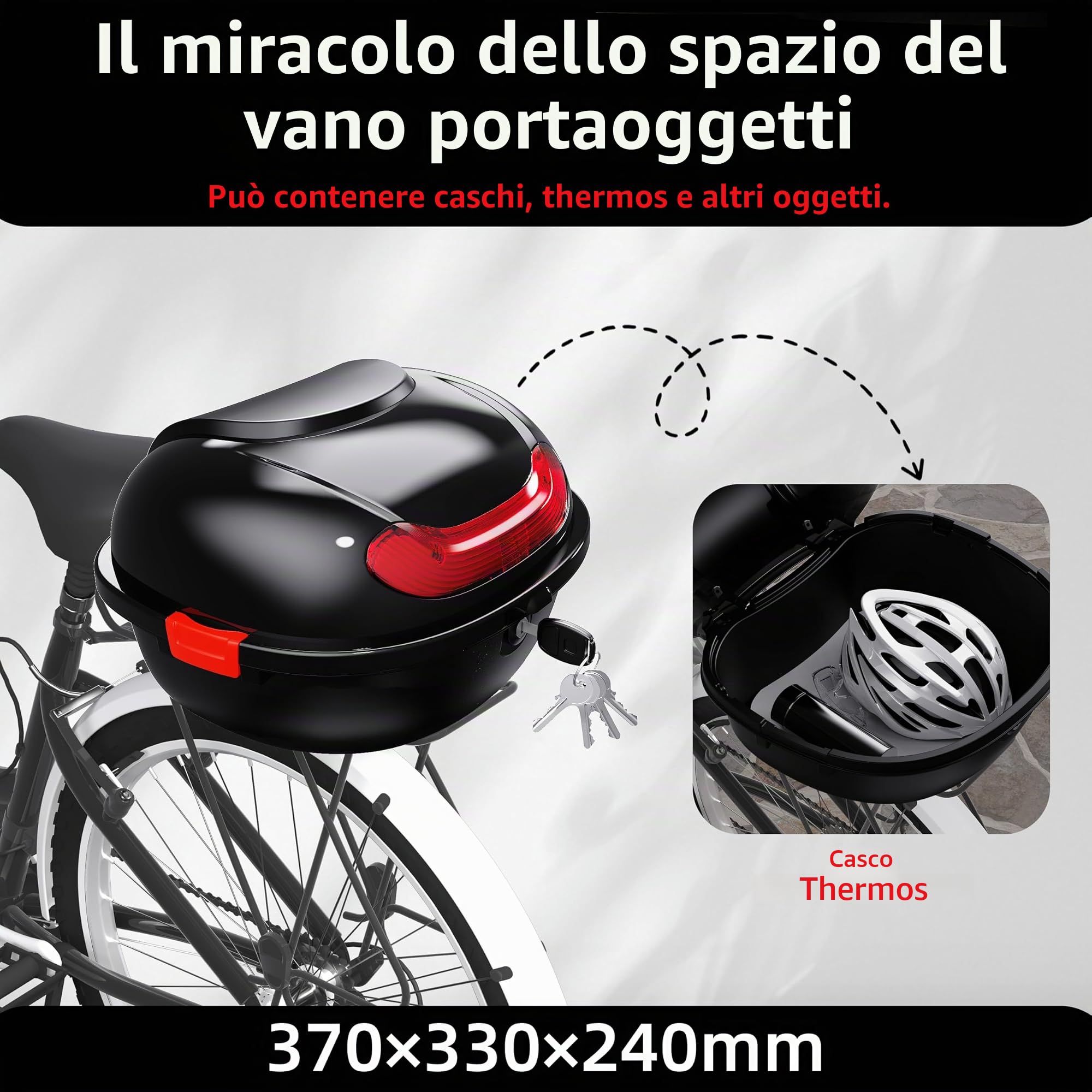Mihoho Valigetta universale per tutti i portabagagli, scatola impermeabile e bloccabile per casco, moto e scooter (nero)