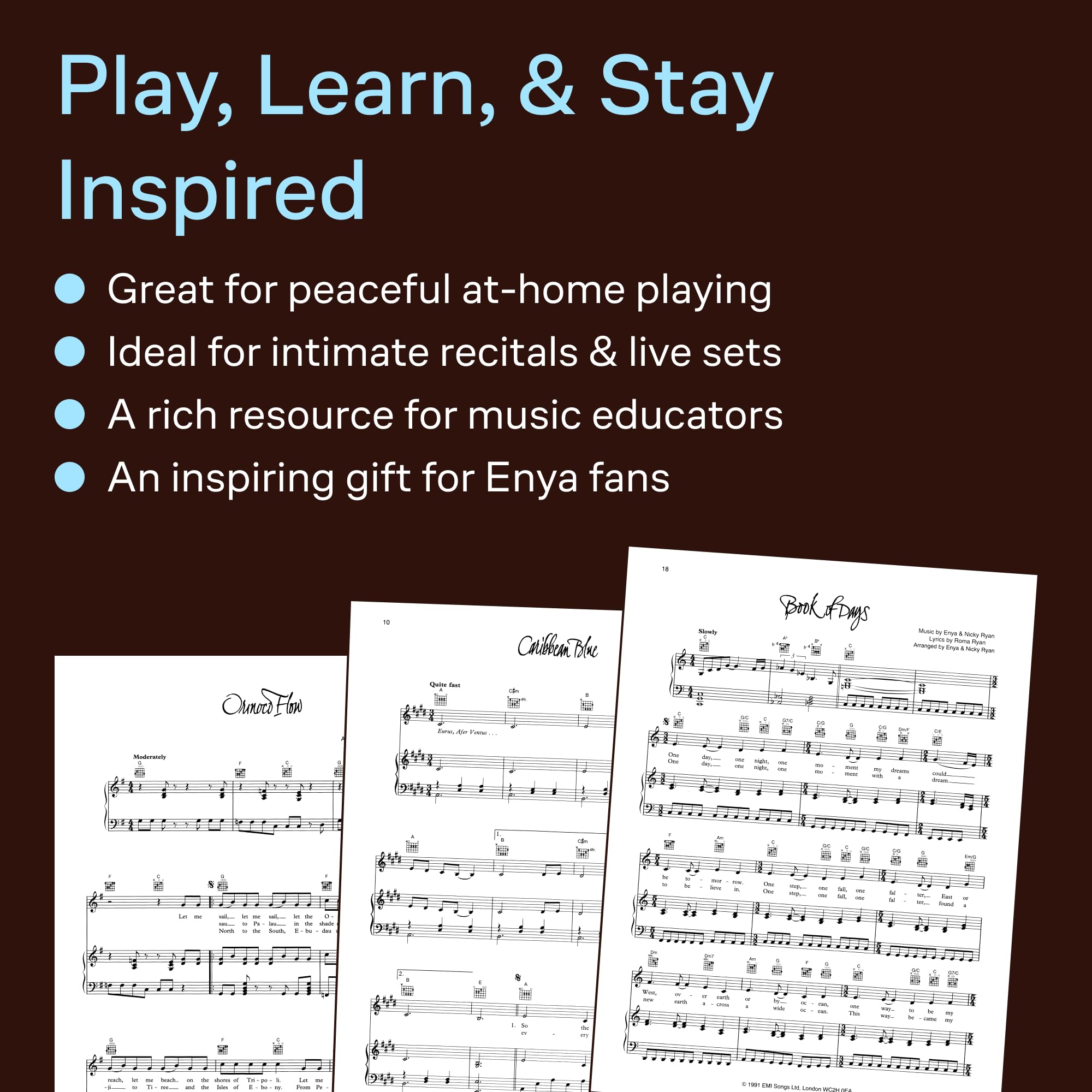 Enya : paint the sky with stars - piano, chant et guitare