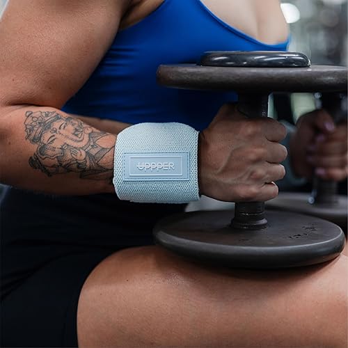 Miniatura 3 de UPPPER Muñequeras para levantamiento de pesas, soporte de muñeca de 19 pulgadas con lazo para el pulgar para prensa de banco, levantamiento de