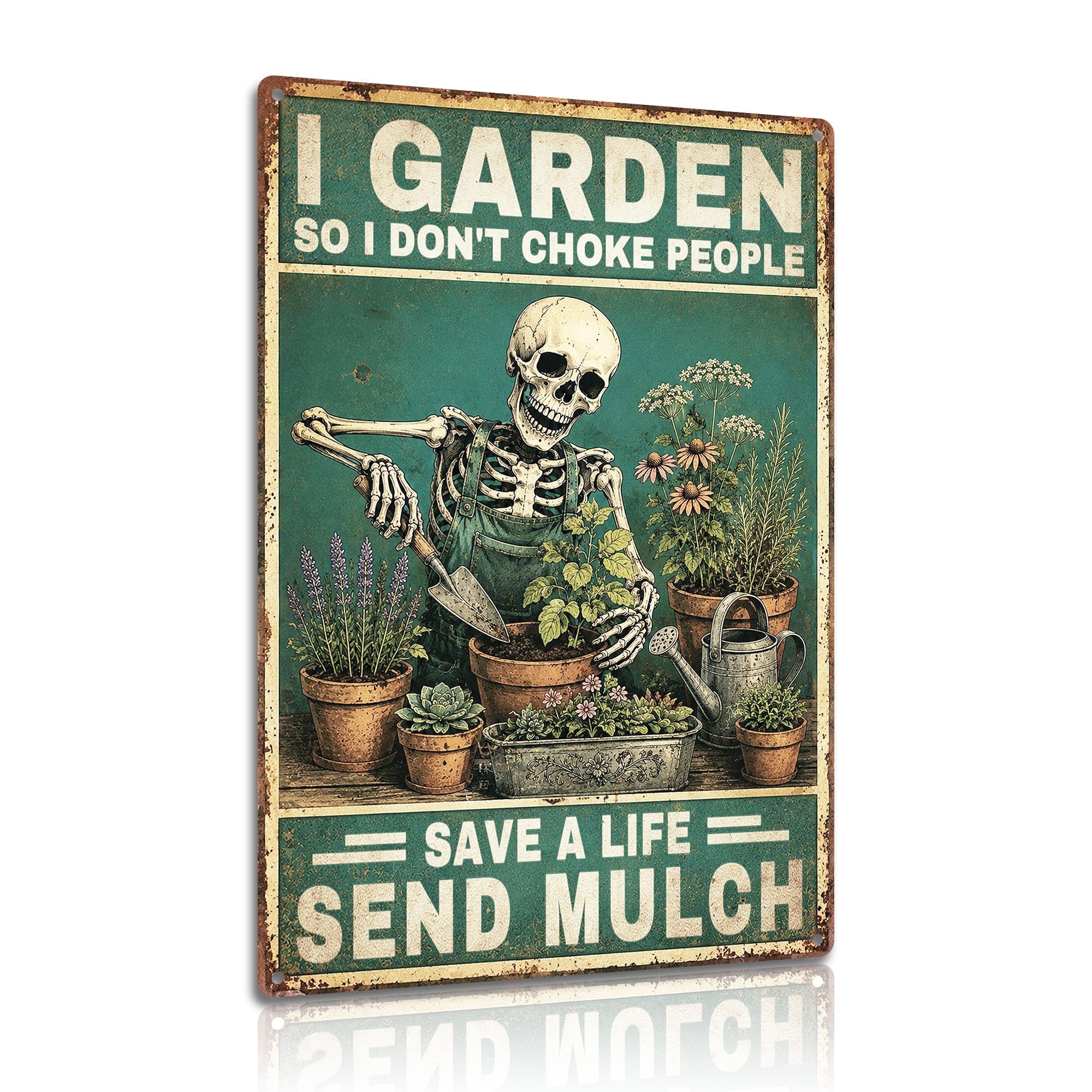I Garden So I Don’t Choke People Aluminium Metal Sign 8x12 Inch Funny Gardening Wall Plaque Vintage Garden Decor for Patio Shed Greenhouse Farmhouse (25154)