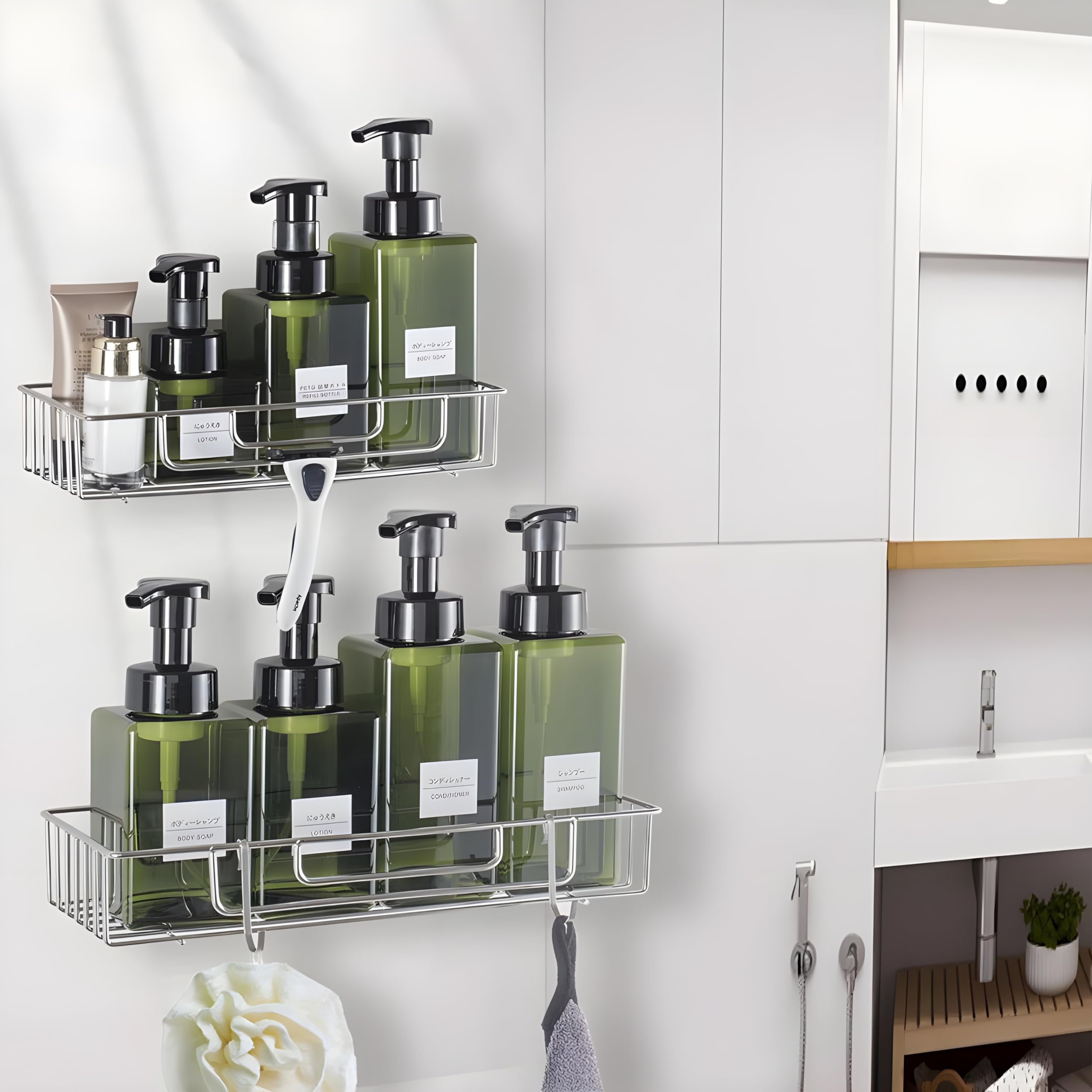 JIALTO Bathroom Self-Adhesive Bathroom Shelf for Wall with GI Steel Hooks/Towel Holder/Bathroom Accessories Stainless Steel Self Adhesive Silver Chrome Bathroom Shelf (30Lx13Wx6H CM Pack of 2) (B0CCDD8Z8Z) Amazon Price History, Amazon Price Tracker
